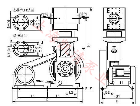 立式無油真空泵外形尺寸圖示